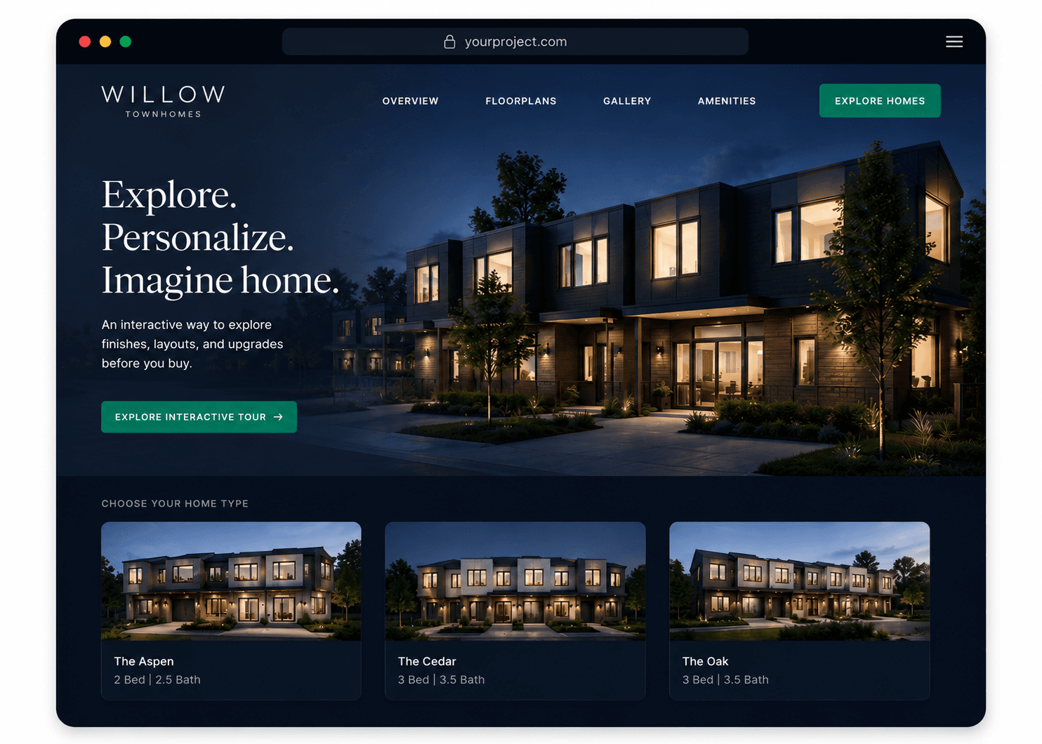 The Willow project microsite running in a browser